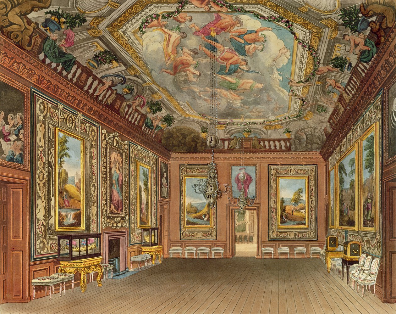 女王的绘画室，温莎城堡，来自&39;皇家住宅&39;，由Thomas Sutherland（b.1785）雕刻，酒吧。作者：William Henry Pyne（1769-1843），1816年（aquatint） 作者 查尔斯怀尔德