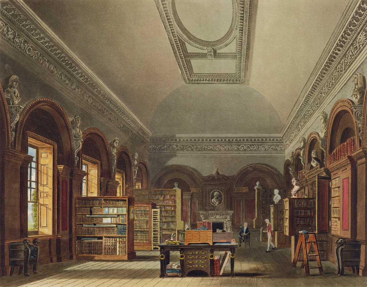 皇家图书馆，圣詹姆斯宫，来自皇家住所的历史，由Richard Reeve（b.1780）雕刻，William Henry Pyne（1769-1843），1819年 作者 查尔斯怀尔德