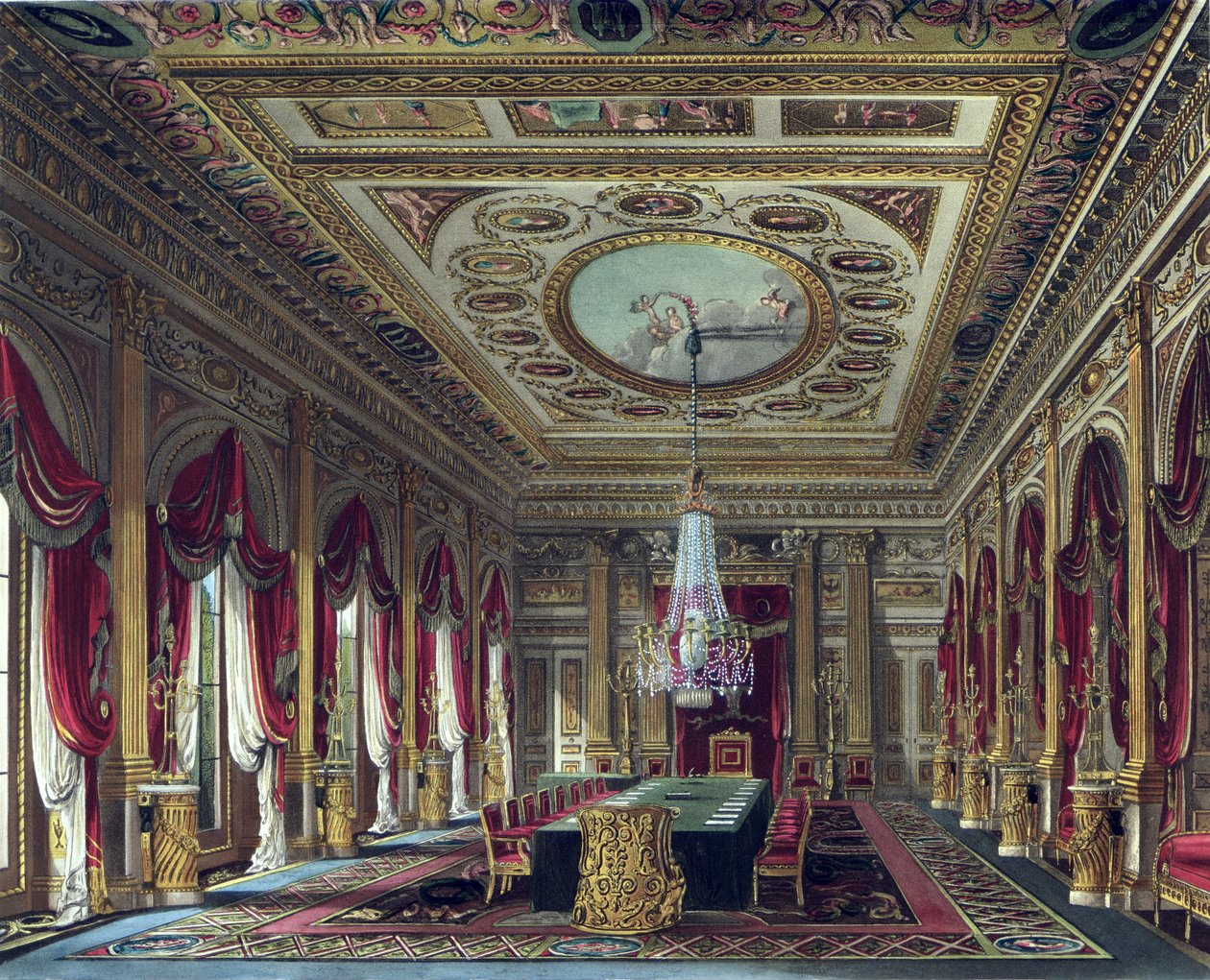 皇家住宅的王座室，来自&39;The Royal of the Royal Residences&39;，由Thomas Sutherland（b.1785）雕刻，作者William Henry Pyne（1769-1843），1818年 作者 查尔斯怀尔德