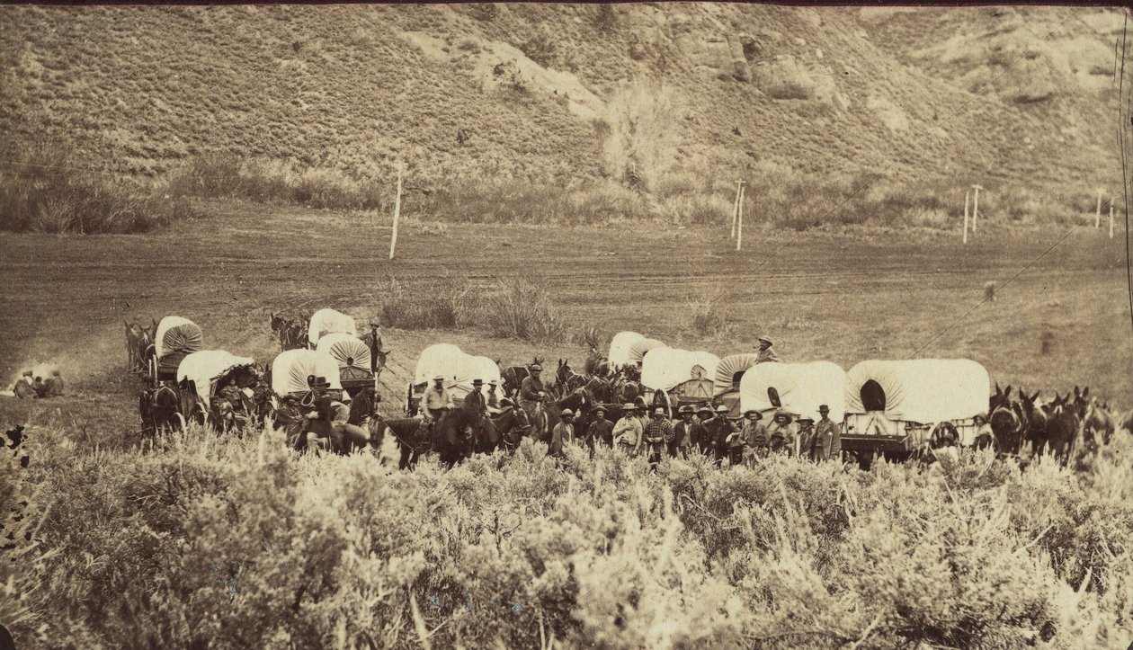 摩门教移民列车，回声峡谷，约1870年。 作者 查尔斯·威廉·卡特