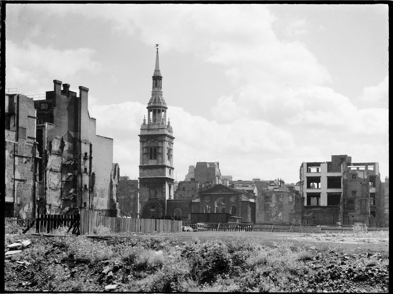 圣玛丽-勒-鲍教堂，Cheapside，伦敦市和郡，GLA，1941-1945。 作者 查尔斯·威廉·普里克特