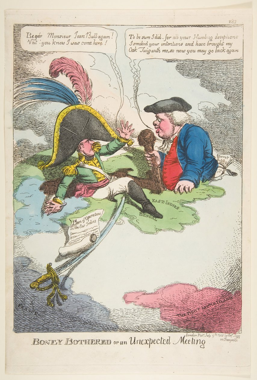 1808年7月9日，博尼（Boney）遇到麻烦或意外的会议。 作者 查尔斯·威廉姆斯