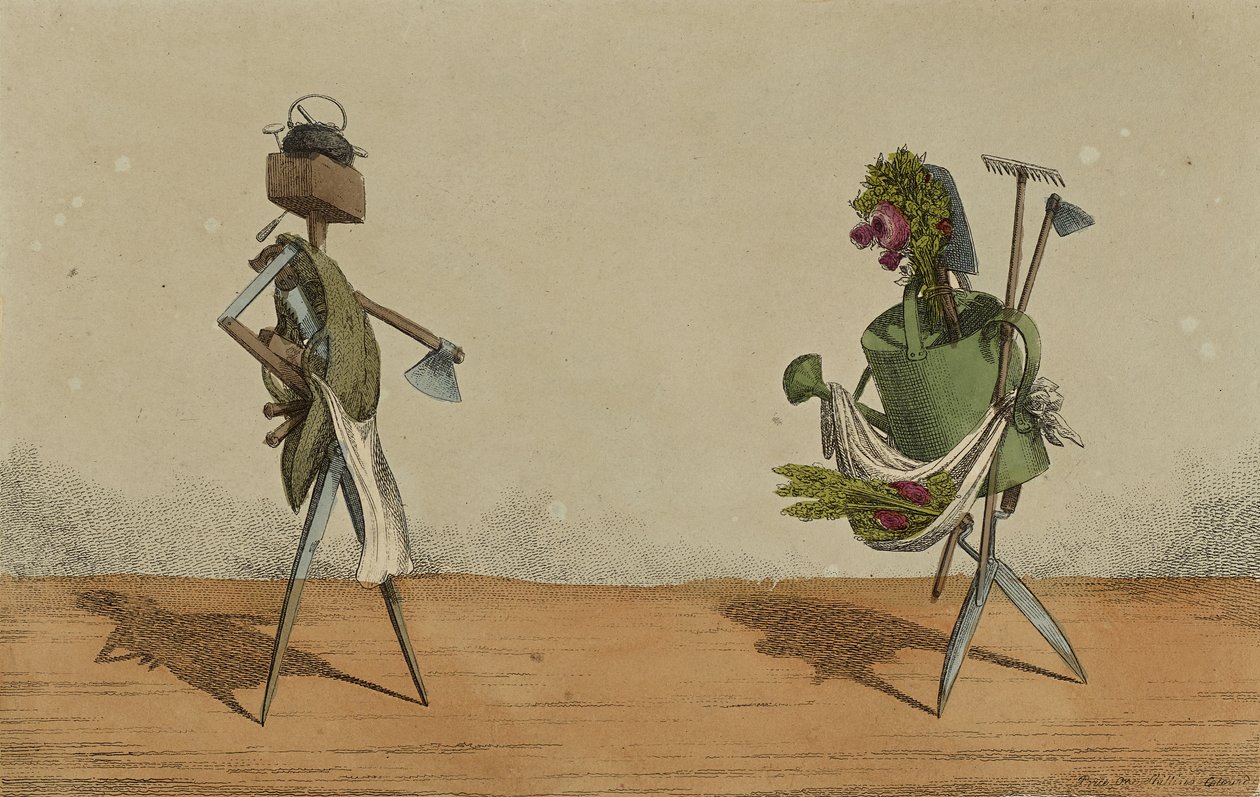 实施动画，板2，专用于英国的木匠和园丁，c.1811（手工彩色蚀刻） 作者 查尔斯·威廉姆斯