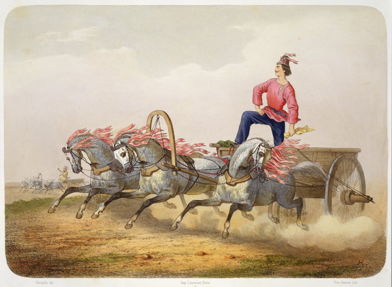 Carriage Racing，由Yves Grenier雕刻 作者 查尔斯·德·哈姆佩尔恩