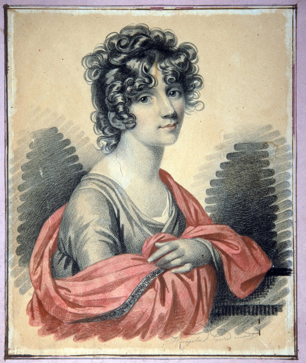 Portrait de la comtesse Varvara Ivanovna Golitsyna (?-1804), nee Shipova - Carl von Hampeln（1794-1880 年前）的作品，卡片上的炭笔、粉彩和红色粉笔（25x22 厘米），约 1820 年 - （Varvara Ivanovna Golitsyna 伯爵夫人肖像，生于希波娃，炭笔、 作者 查尔斯·德·哈姆佩尔恩