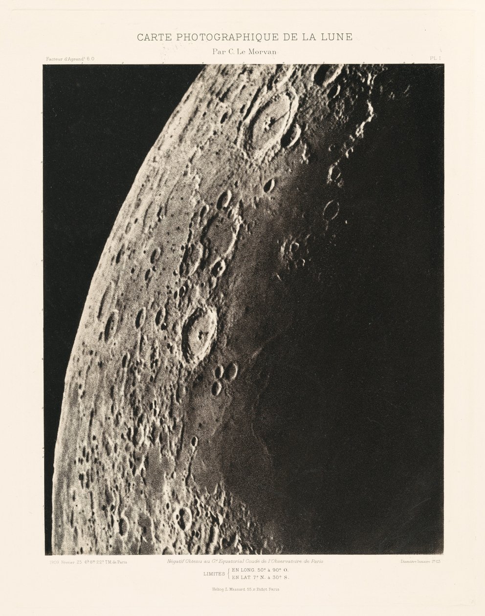 Carte photographique de la lune, planche I（月球摄影图，图版 I），2 月 23 日 作者 查尔斯·勒莫万