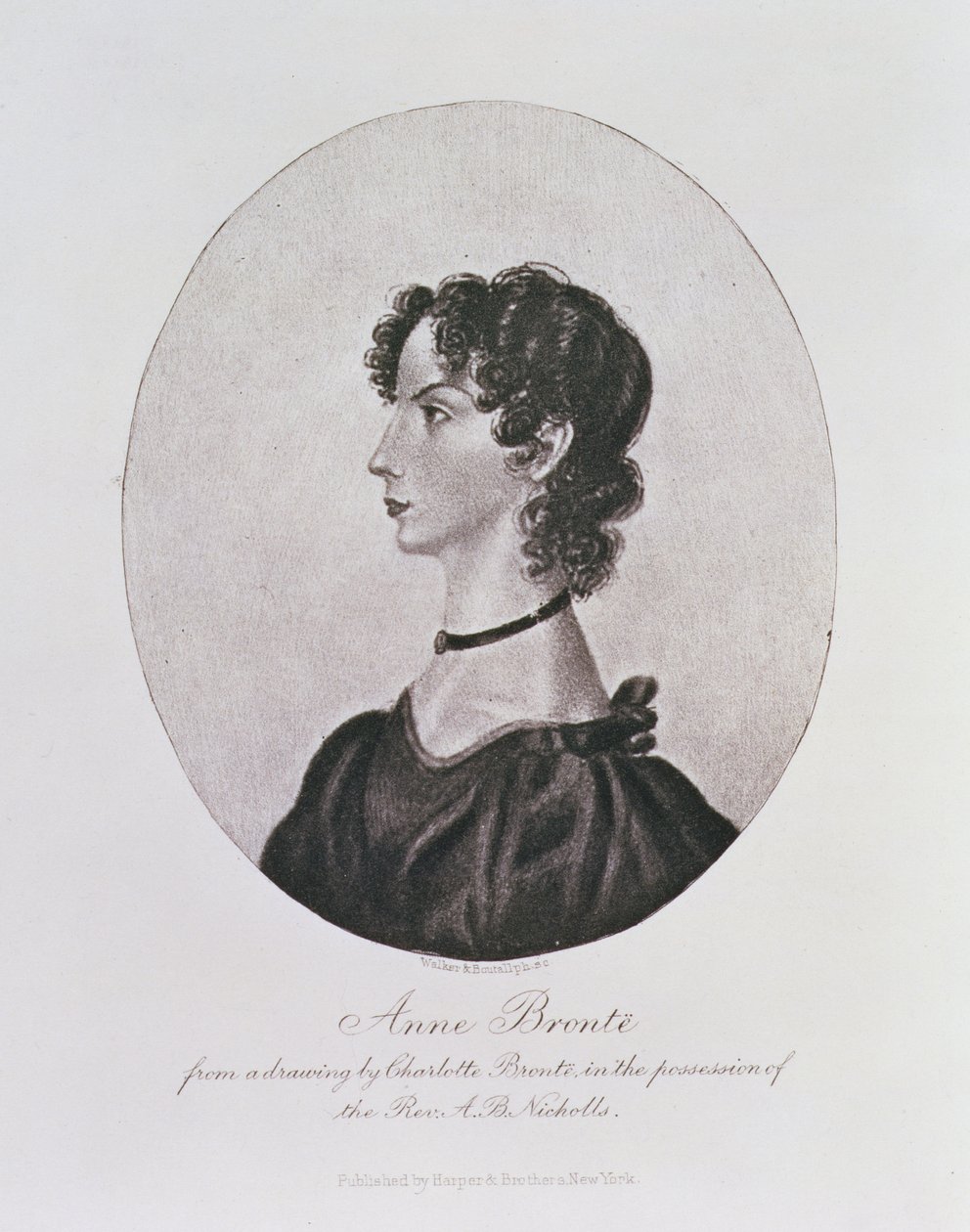 Anne Baute（1820-49）的肖像，由Rev. AB Nicholls所拥有，由Walker和Boutall雕刻而成 作者 夏洛特·勃朗特