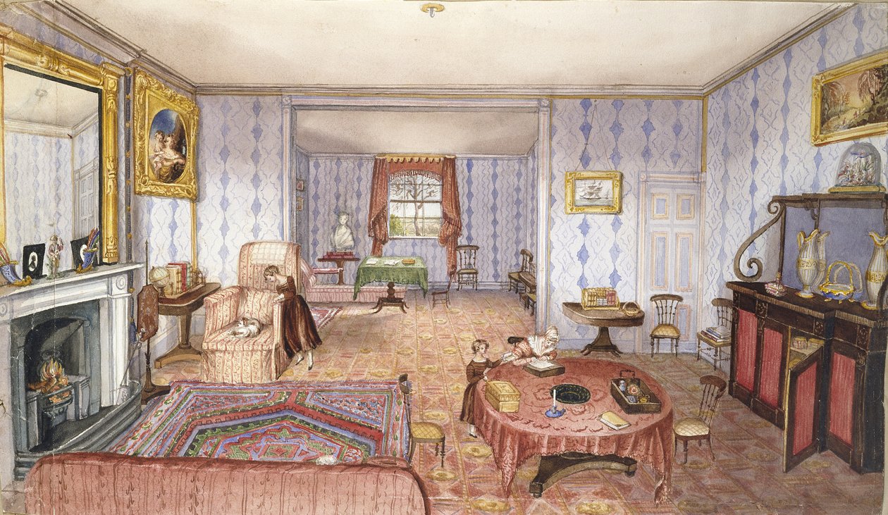 绘画室，Clay Hill，f12来自An Album of Interiors，1843 作者 夏洛特·博桑奎特（Charlotte Bosanquet）