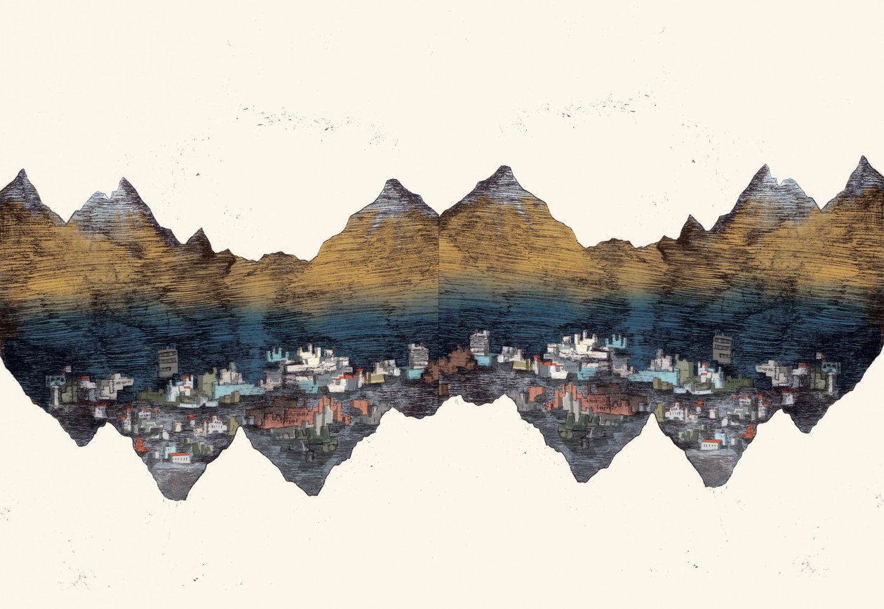 山峦回响, 2013 (干点蚀刻和数字) 作者 夏洛特奥尔