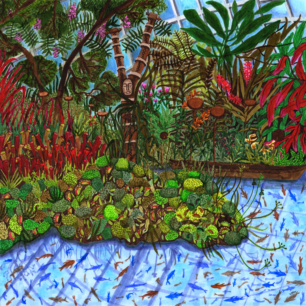 海湾花园，2020年（毛笔）。 作者 夏洛特奥尔