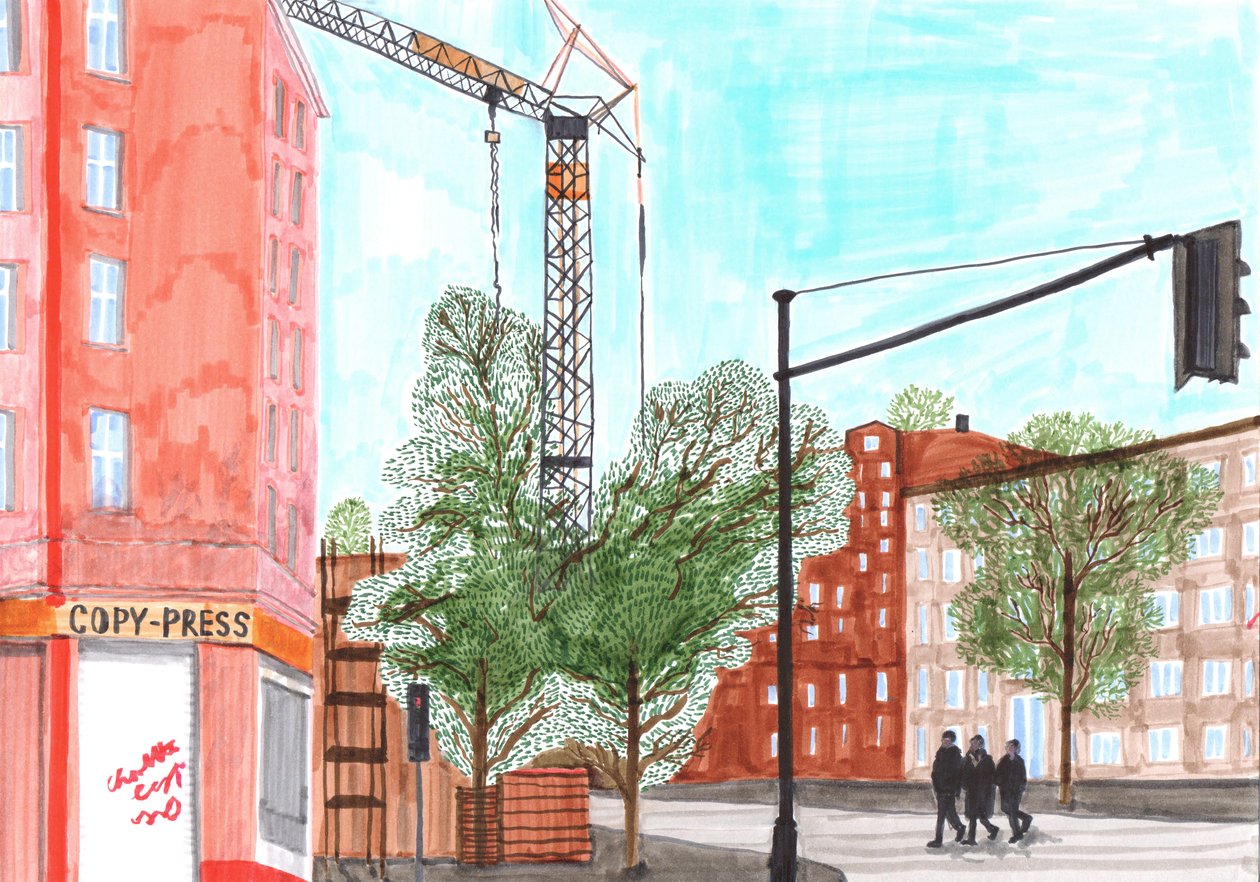 Koloniestraße, 2017 (毛笔画) 作者 夏洛特奥尔