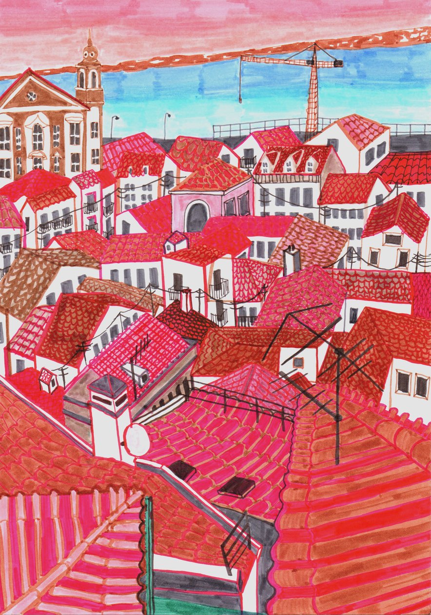 里斯本，2017年（毛笔画） 作者 夏洛特奥尔