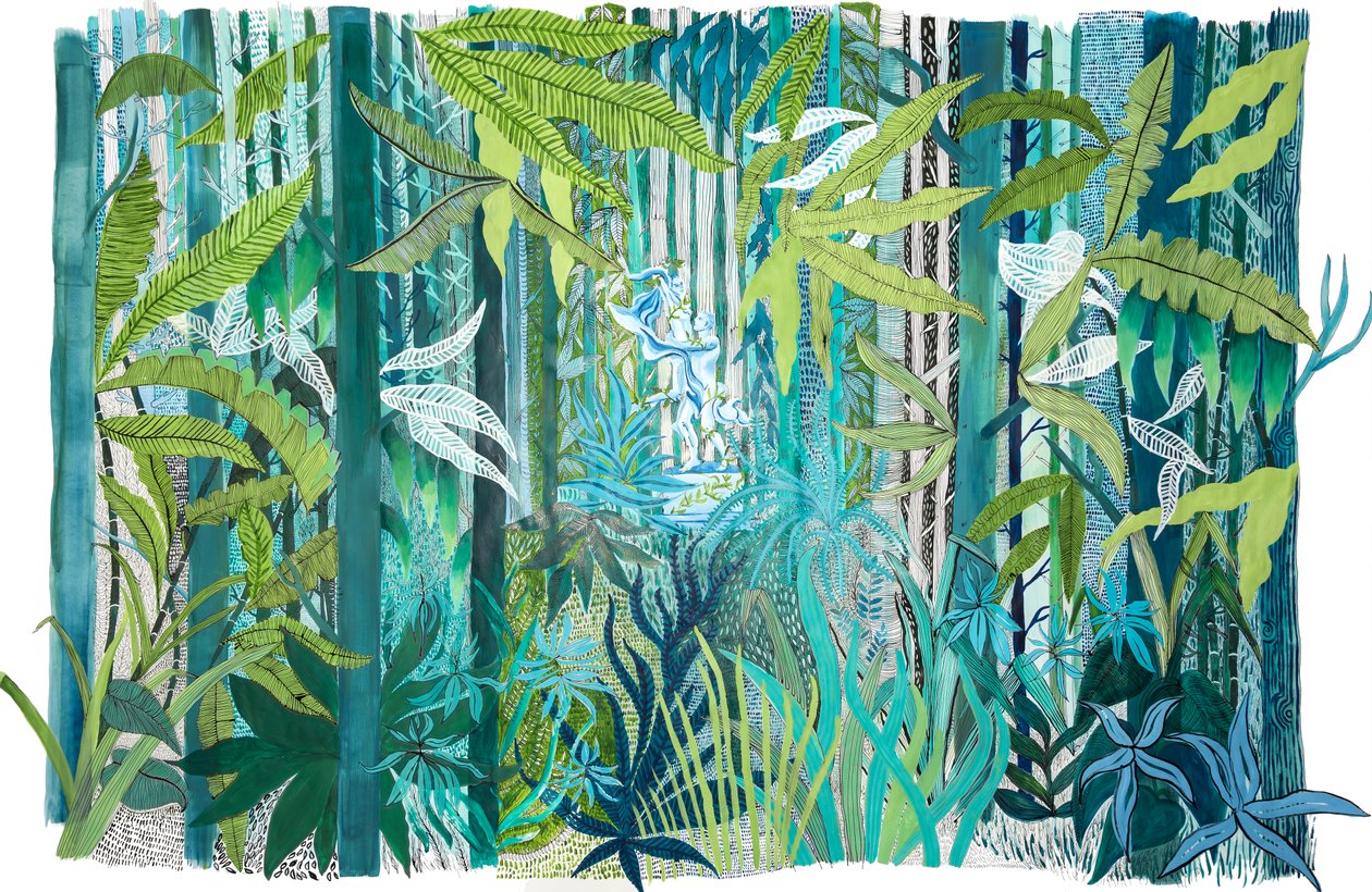 森林中的爱》，2017年（纸上丙烯）。 作者 夏洛特奥尔