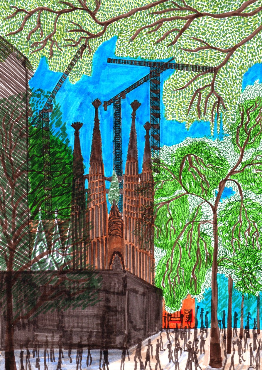 神圣的家庭，2017年（毛笔画）。 作者 夏洛特奥尔