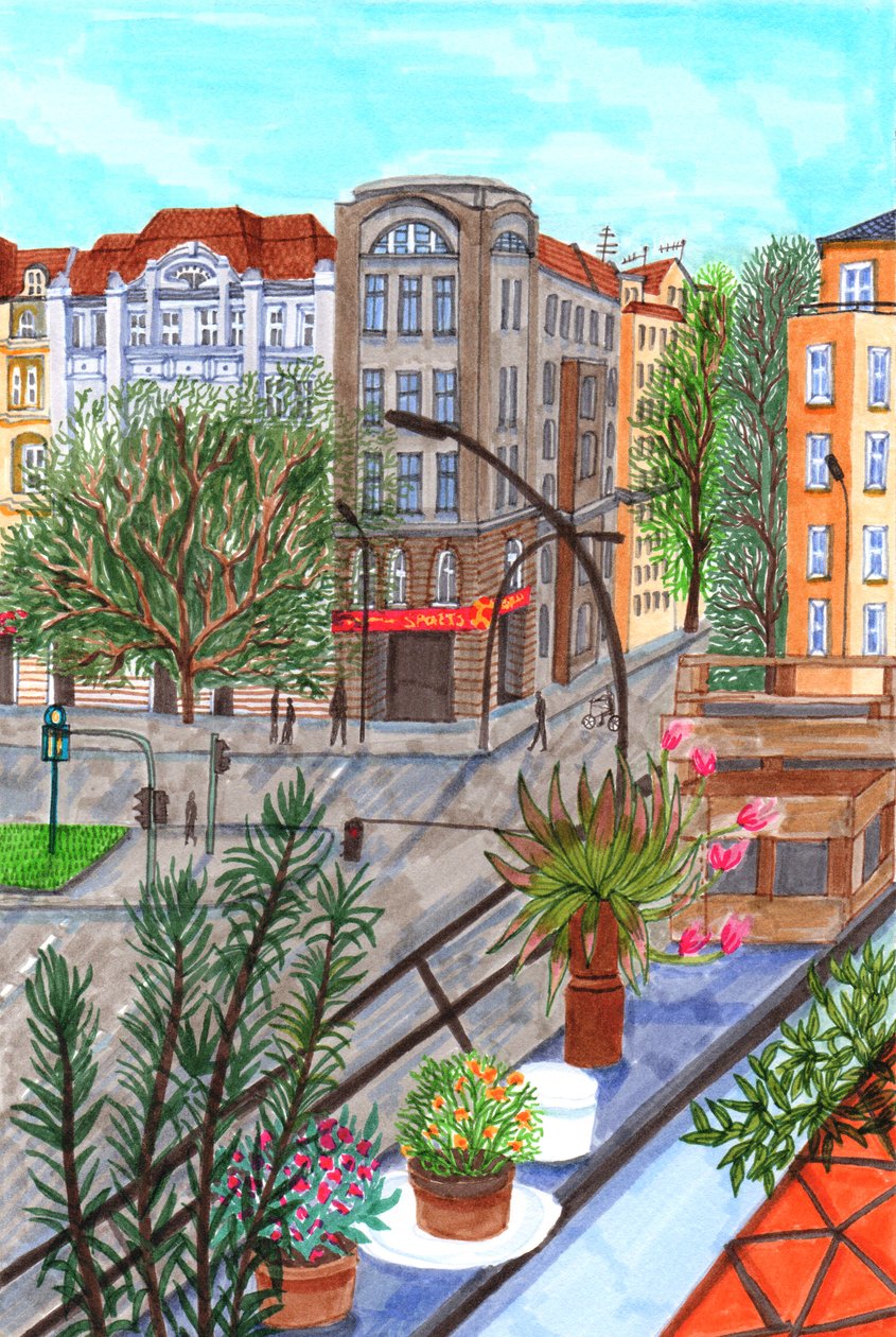 柏林Sonnenallee，2017年（毛笔）。 作者 夏洛特奥尔