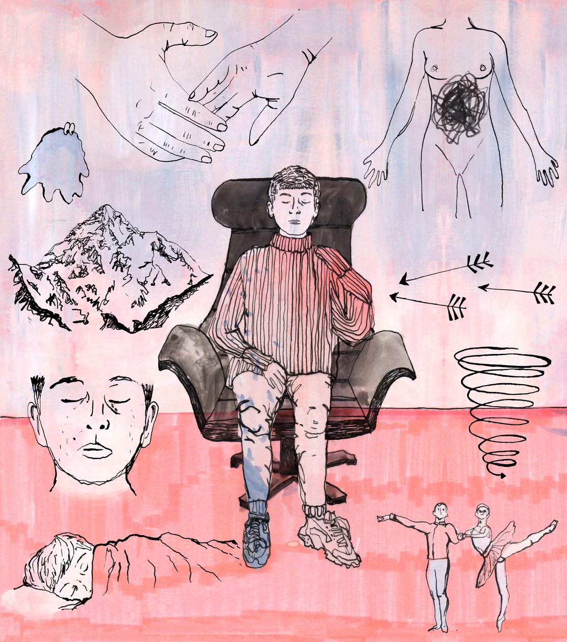 治疗插图，2018（水墨和丙烯酸）。 作者 夏洛特奥尔