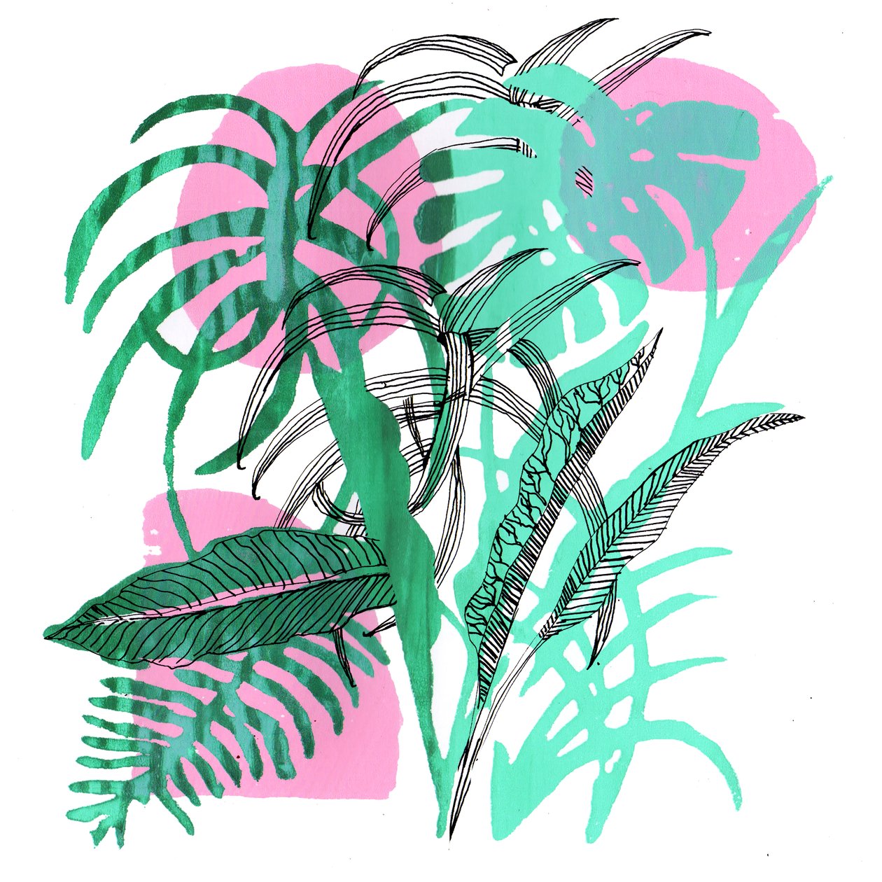 热带植物, 2018 (丝网印刷) 作者 夏洛特奥尔
