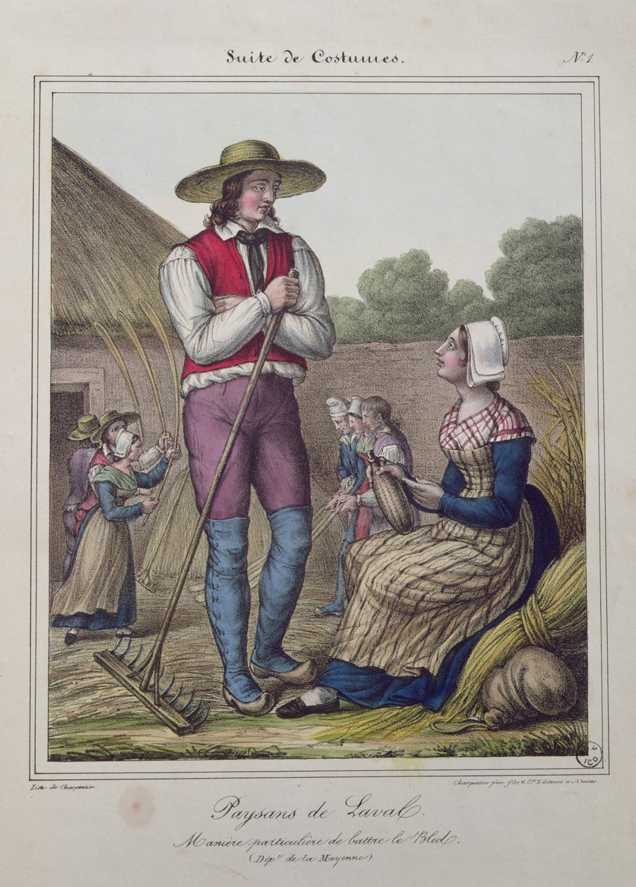 拉瓦尔地区的脱粒玉米，1845年 作者 夏彭帝