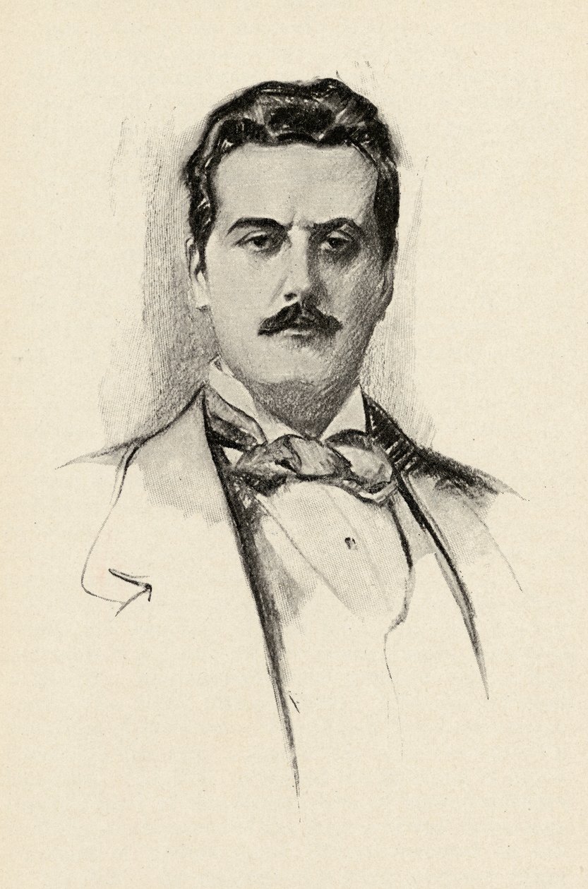 Giacomo Puccini（1858-1924）来自Olin Downes的&39;The Lure of Music&39;插图，1922年 作者 蔡斯·爱默生