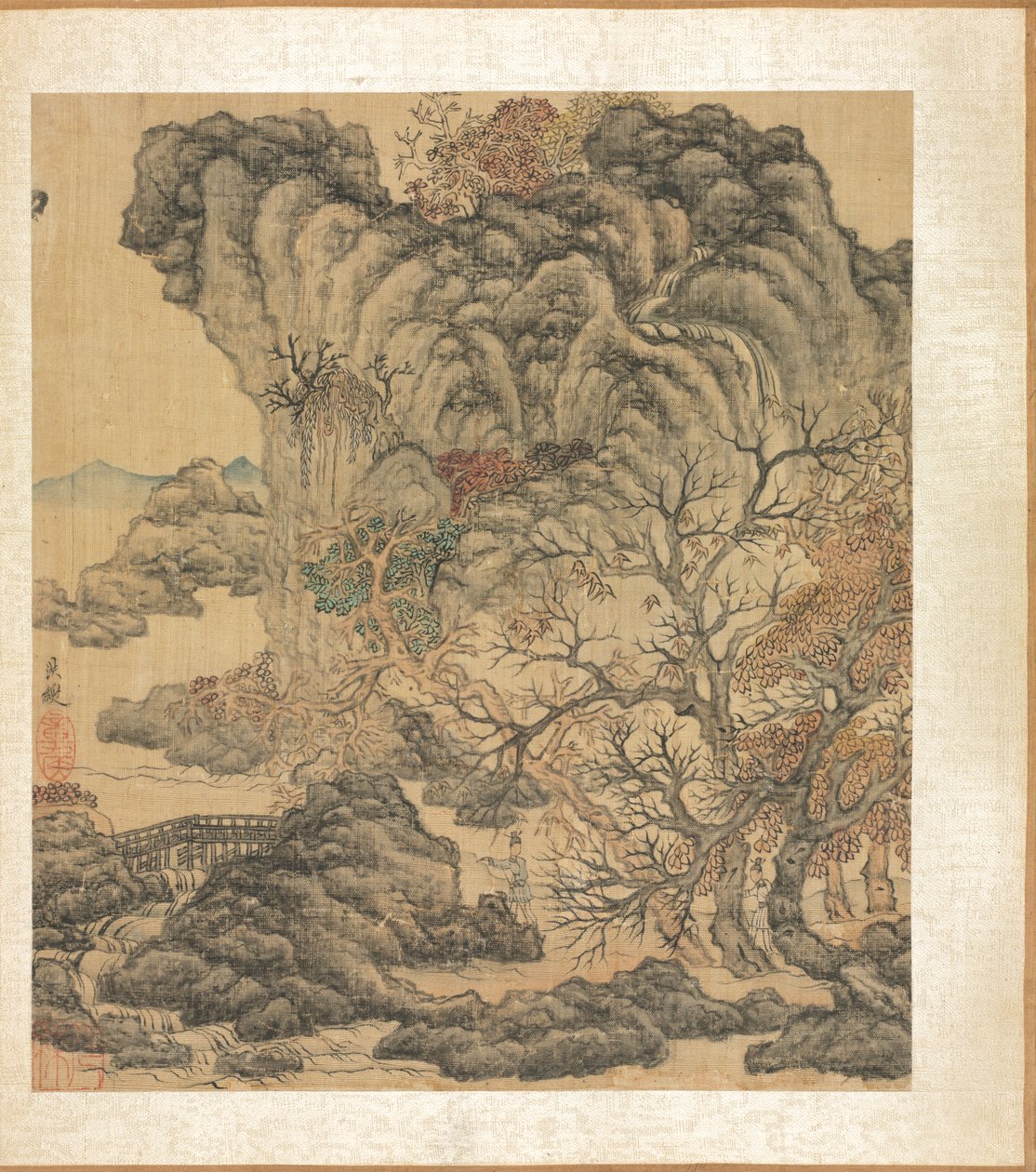 古代大师的画作：秋景中的旅行者 作者 陈洪寿