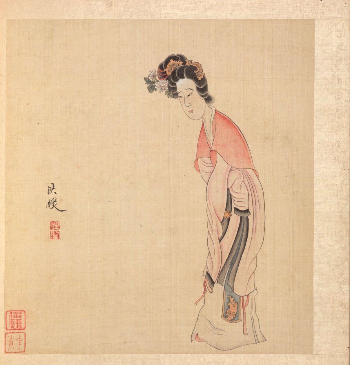 古代大师之后的绘画：一位女士，1598-1652年。 作者 陈洪寿