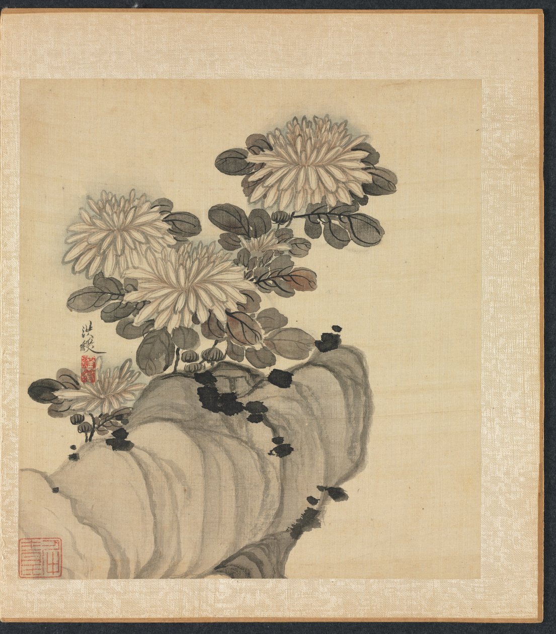 古代大师之后的绘画：菊花和岩石，1598-1652年。 作者 陈洪寿