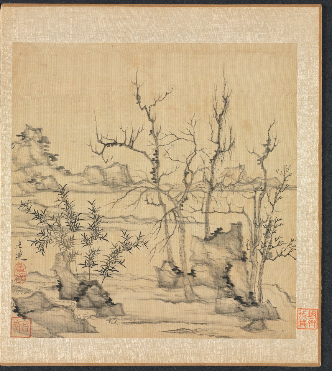 古代大师的画作：倪瓒风格的山水画 作者 陈洪寿