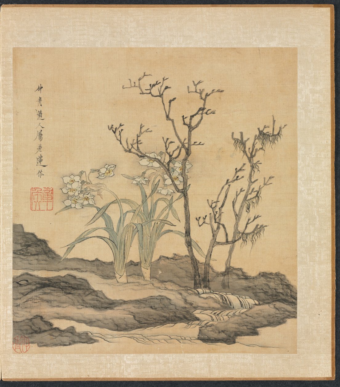 古代大师的画作：水仙与裸树 作者 陈洪寿