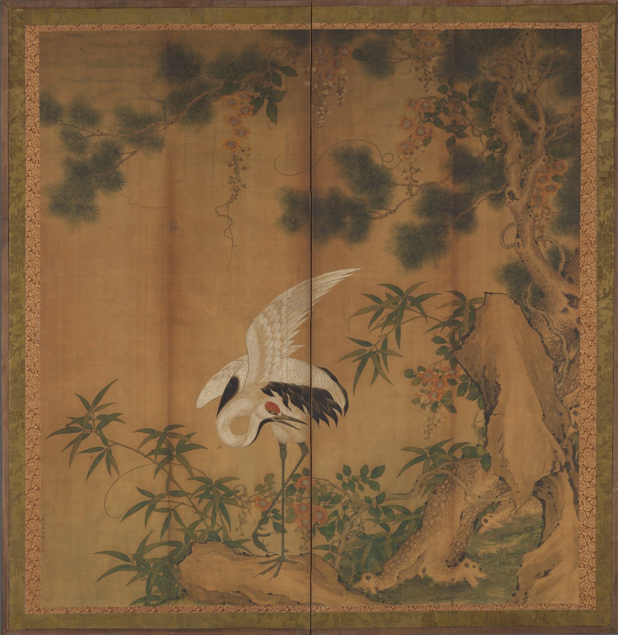 仙鹤和松树，19世纪末。 作者 陈兆峰
