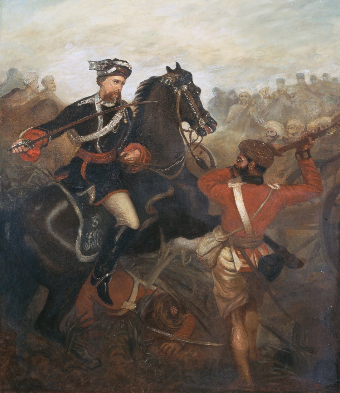 中尉Frederick Robertson Aikman（1828-88）于1858年3月1日在印度叛变期间在勒克瑙收获维多利亚十字勋章，电话：1860 作者 骑士路易斯·威廉·迪桑格斯