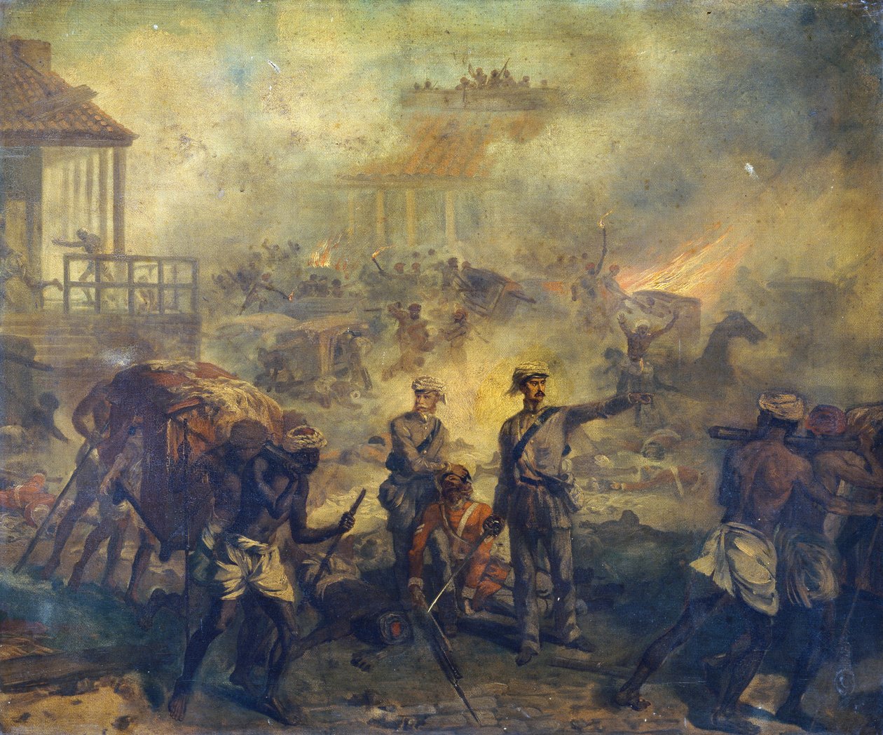 外科医生Anthony Dickson Home VC（1826-1914）和助理外科医生William Bradshaw VC（1830-61）在1857年印度叛乱期间在勒克瑙，1857年 作者 骑士路易斯·威廉·迪桑格斯