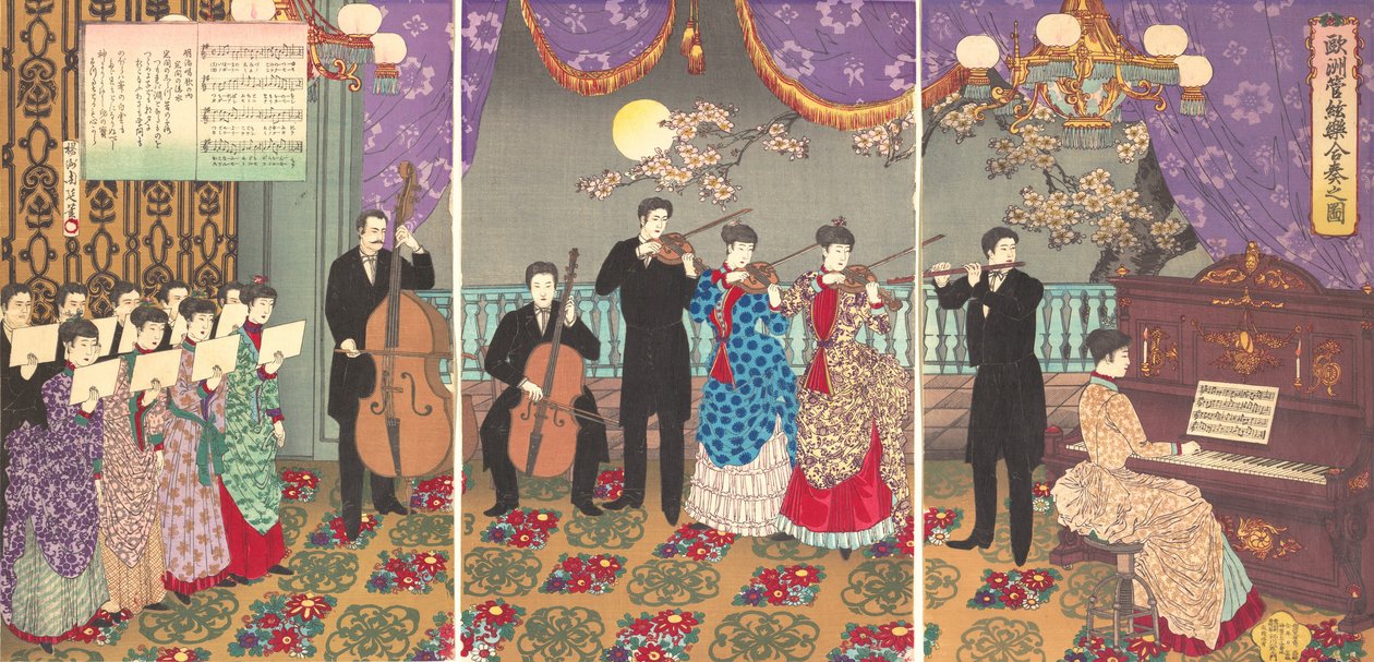 欧洲音乐音乐会 Oshu kangengaku gasso no zu, 1889., 1889. 作者 近信洋州