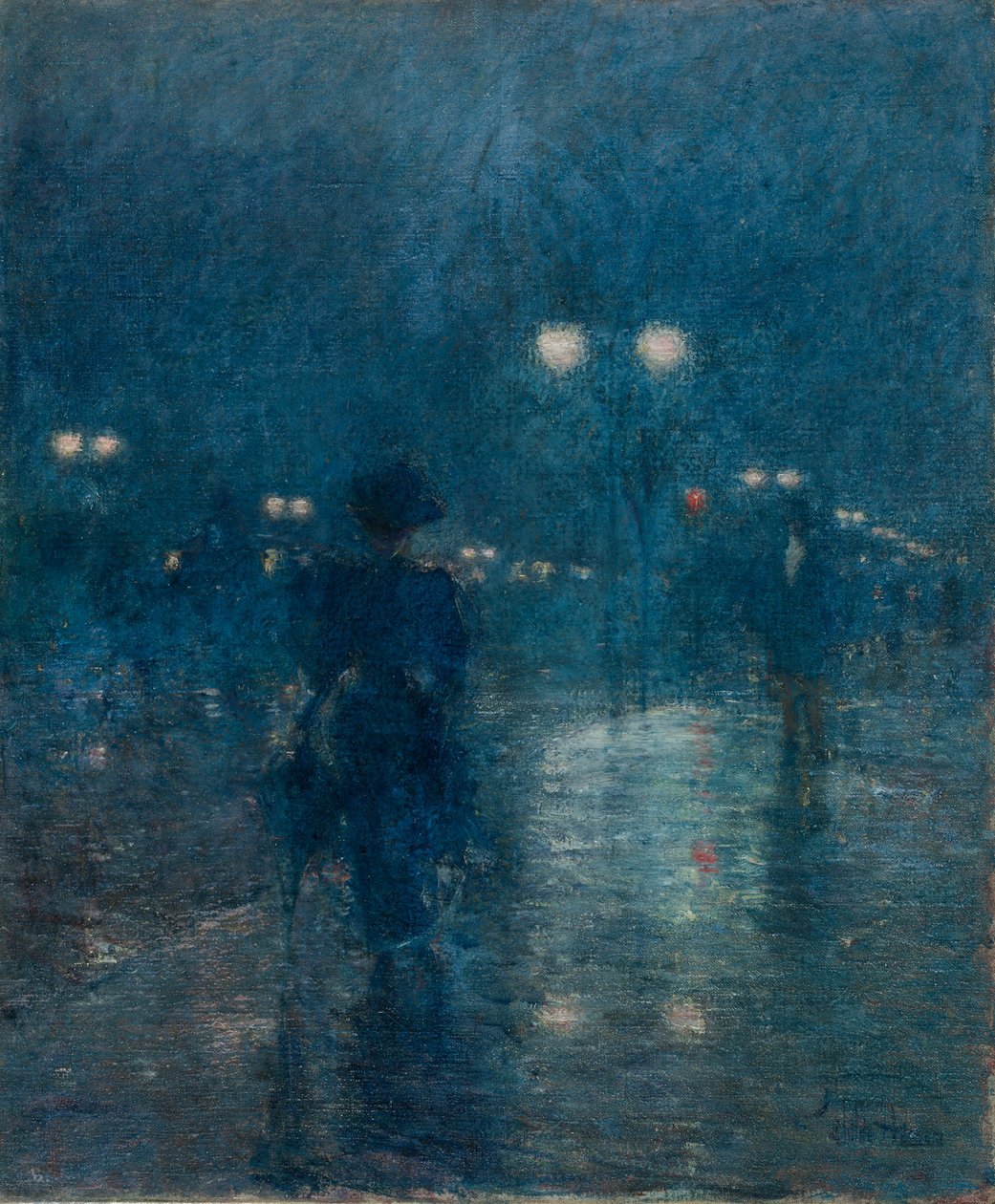 第五大道夜曲，c.1895（布面油画） 作者 柴尔德·弗雷德里克·哈萨姆