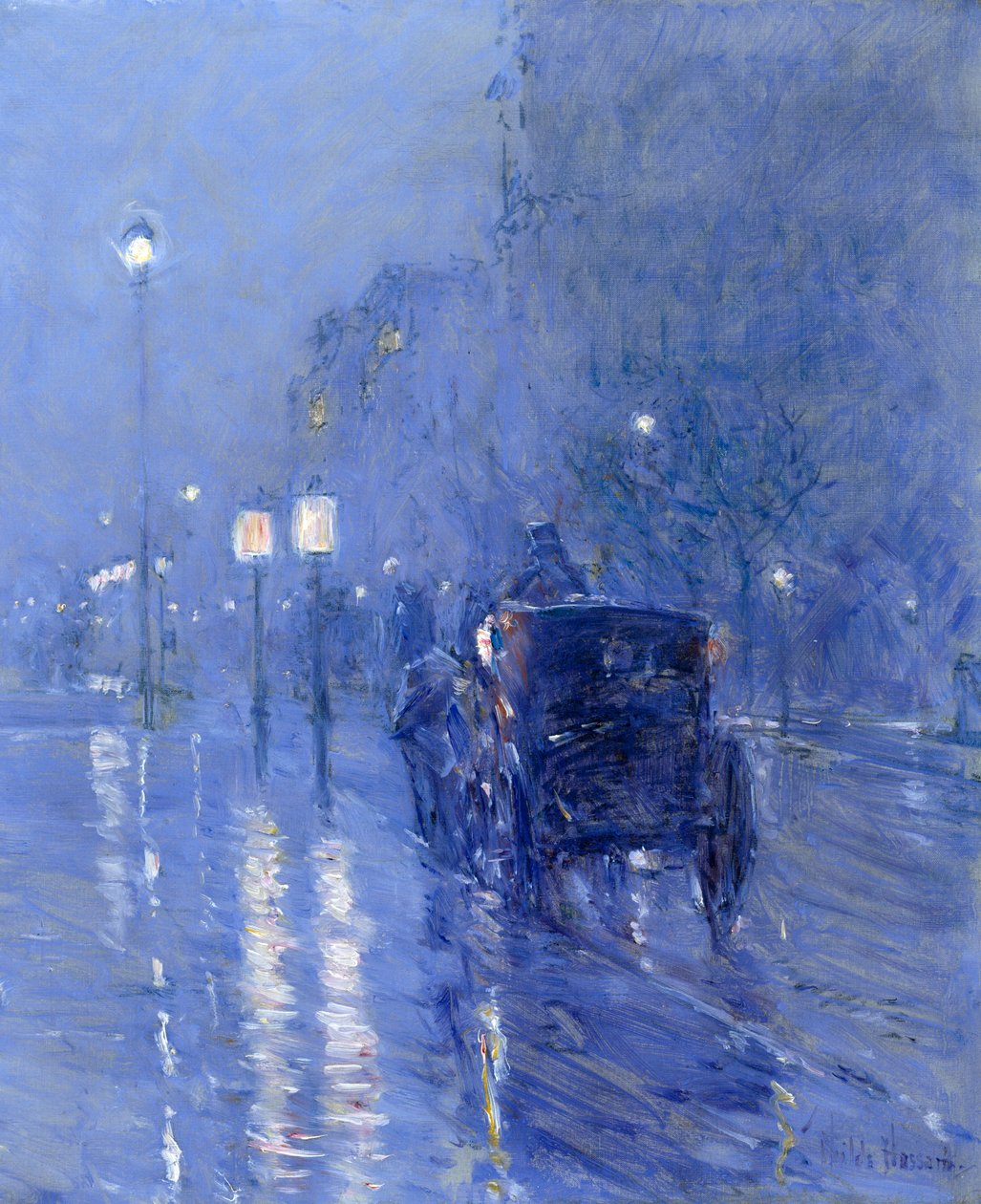 雨夜，1890 年代末（布面油画） 作者 柴尔德·弗雷德里克·哈萨姆