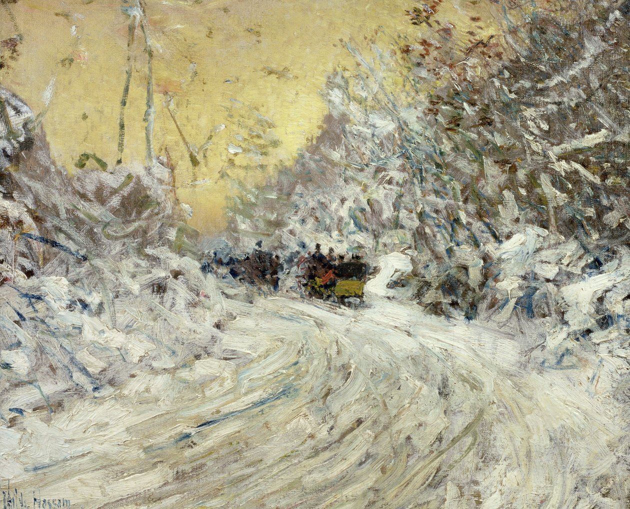 中央公园的雪橇之旅（布面油画） 作者 柴尔德·弗雷德里克·哈萨姆