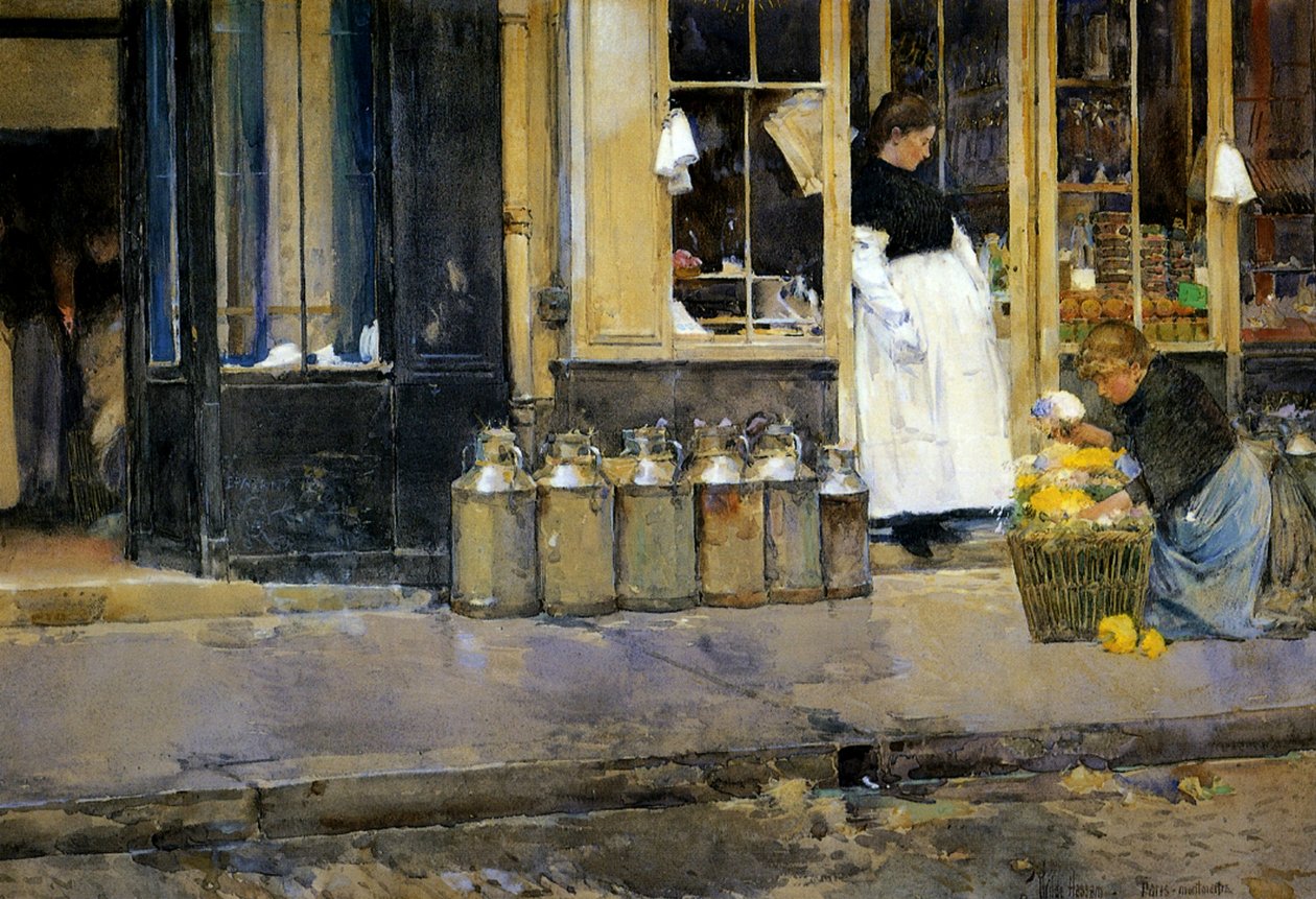 牛奶搅拌器，c.1888（纸上水彩） 作者 柴尔德·弗雷德里克·哈萨姆