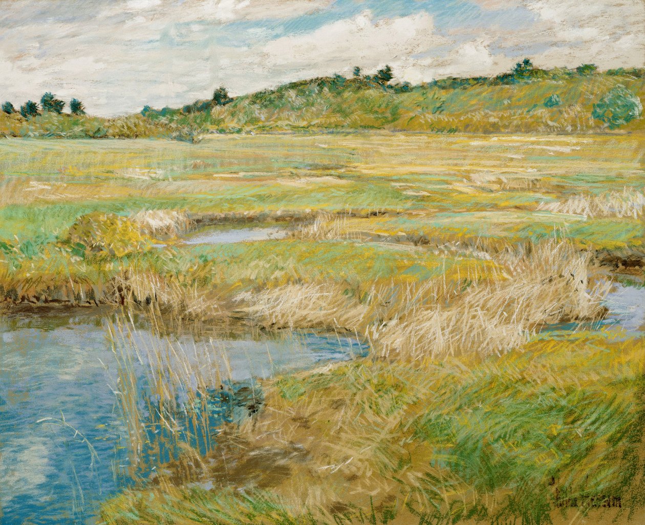 《马萨诸塞州康科德草原，统一国家》（康科德草甸）Childe Hassam 绘画（1859-1935 年）1890 年画布粉彩 尺寸 45,7x56,2 厘米 尼尔森-阿特金斯艺术博物馆，密苏里州堪萨斯城 作者 柴尔德·弗雷德里克·哈萨姆