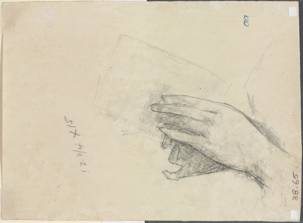 手捧书的背面，1889年。 作者 柴尔德哈桑