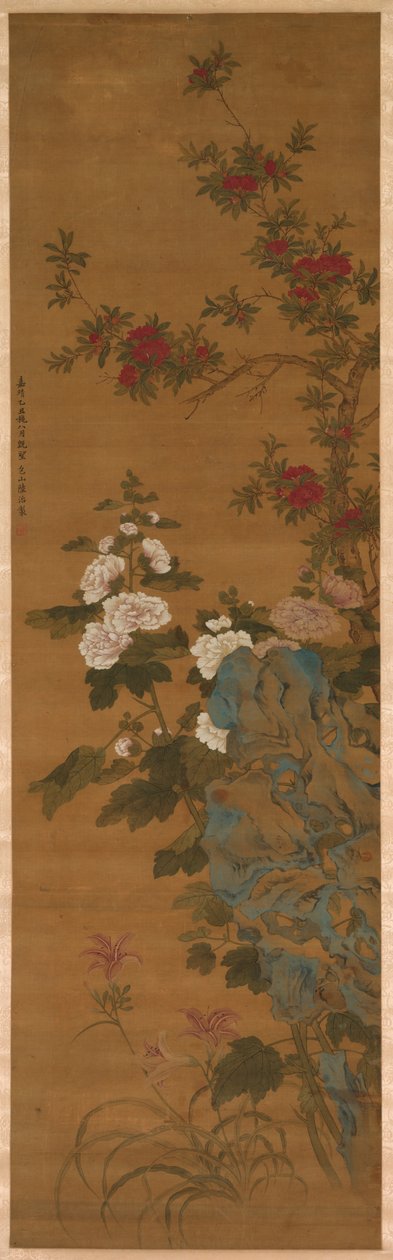 花朵与岩石 作者 中国，明朝