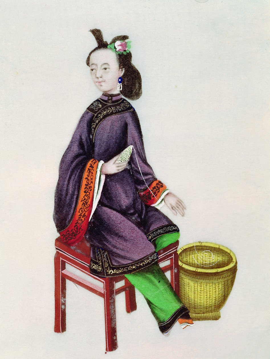 干隆时期的一位中国妇女制作筒子（1736-96） 作者 中文学校