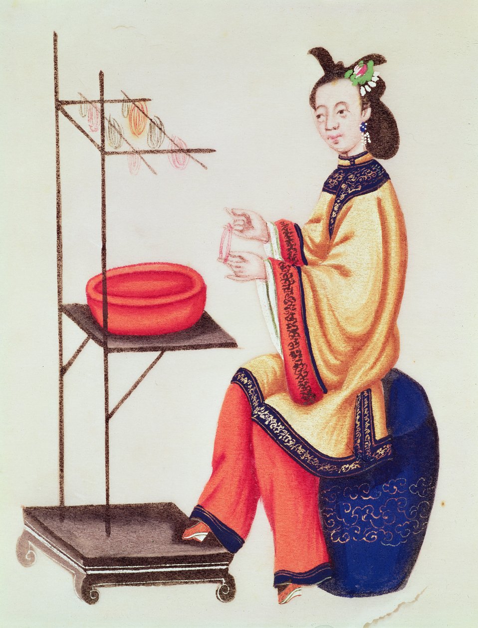 干隆时期的一位中国妇女制作筒子（1736-96） 作者 中文学校