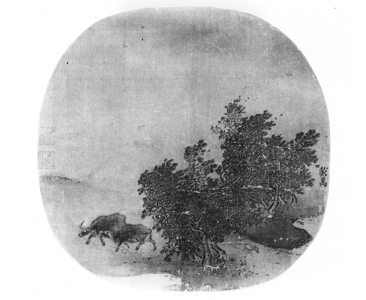宋代水牛景观（960-1279）（彩绘丝绸） 作者 中文学校