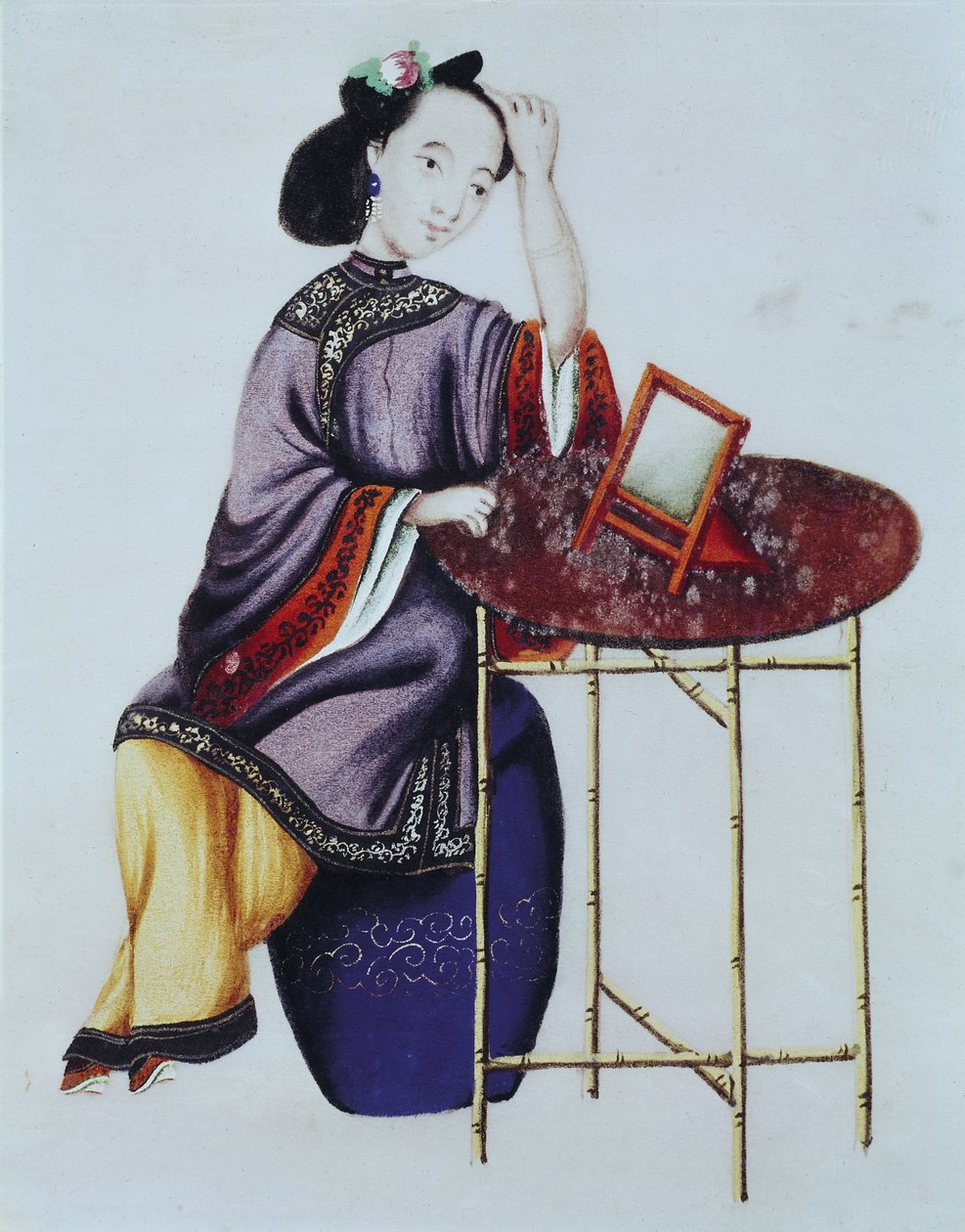 干隆时期的一位中国妇女安排她的头发（1736-96） 作者 中文学校