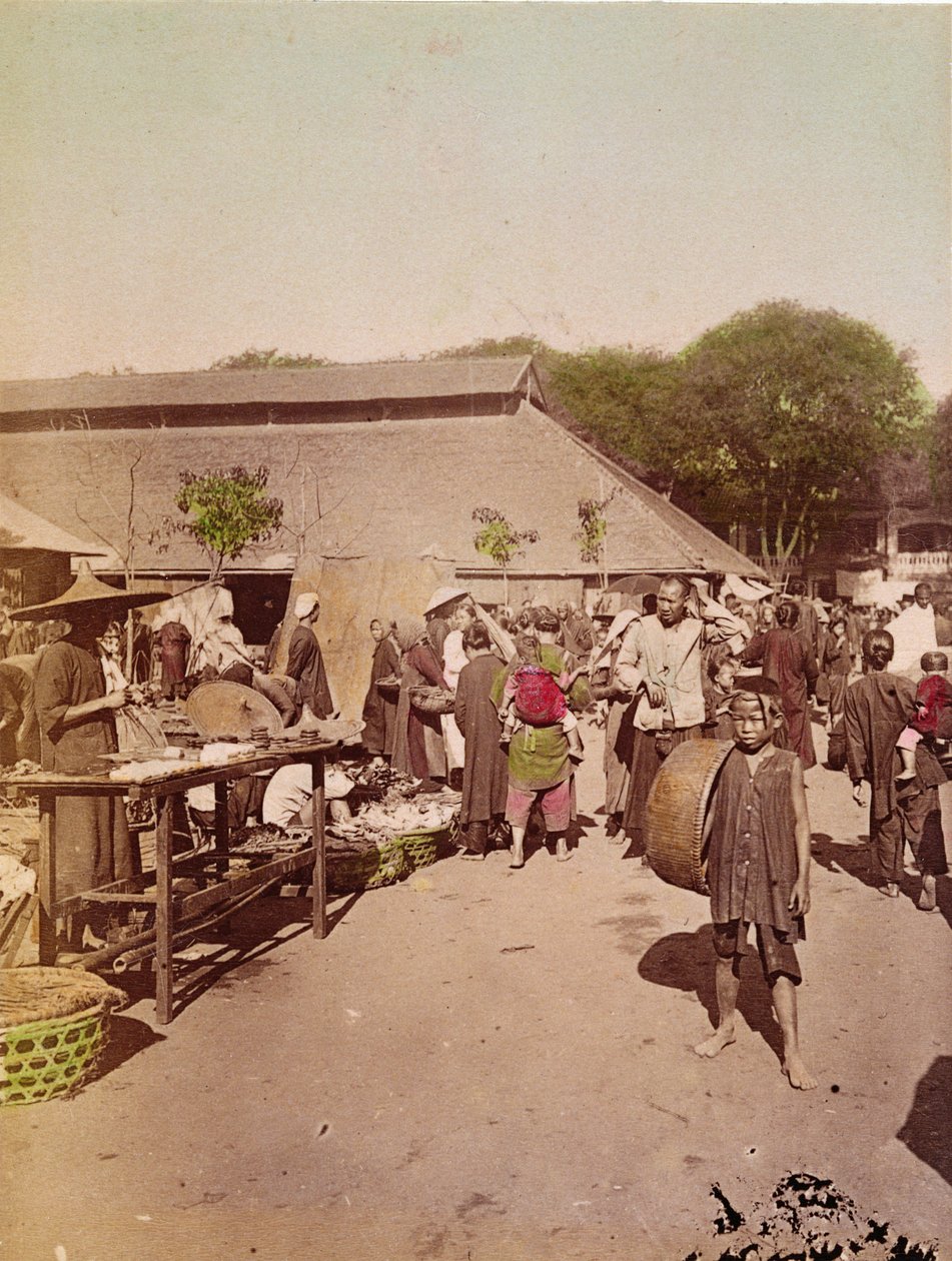 东京的市场，1899-1900（彩色照片） 作者 中文学校