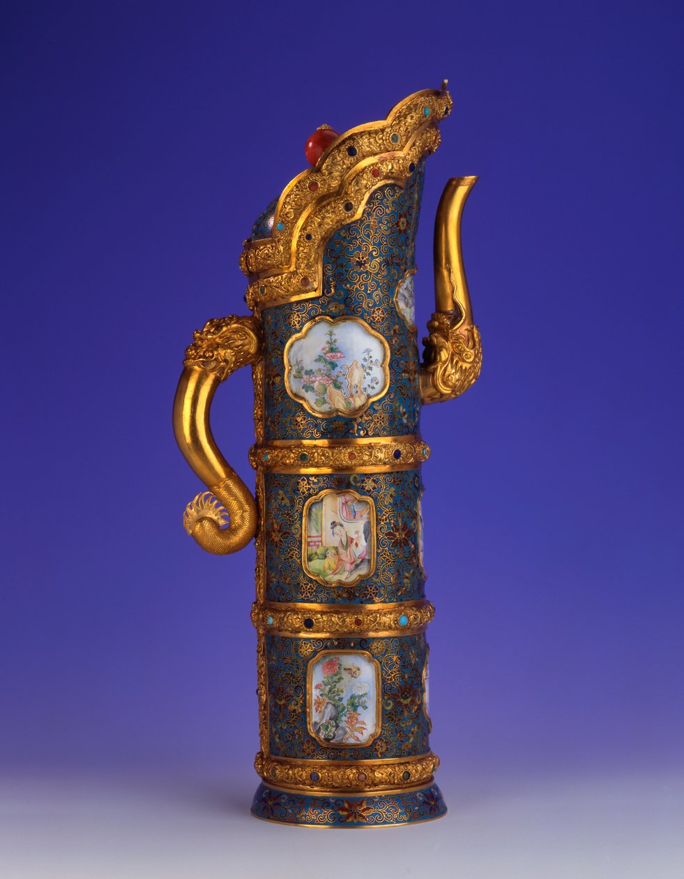 御用金，景泰蓝和北京珐琅彩陶瓶多木湖，Qian刻乾隆四字马克和那个时期，宫殿作坊，1736-1795年 作者 中文学校