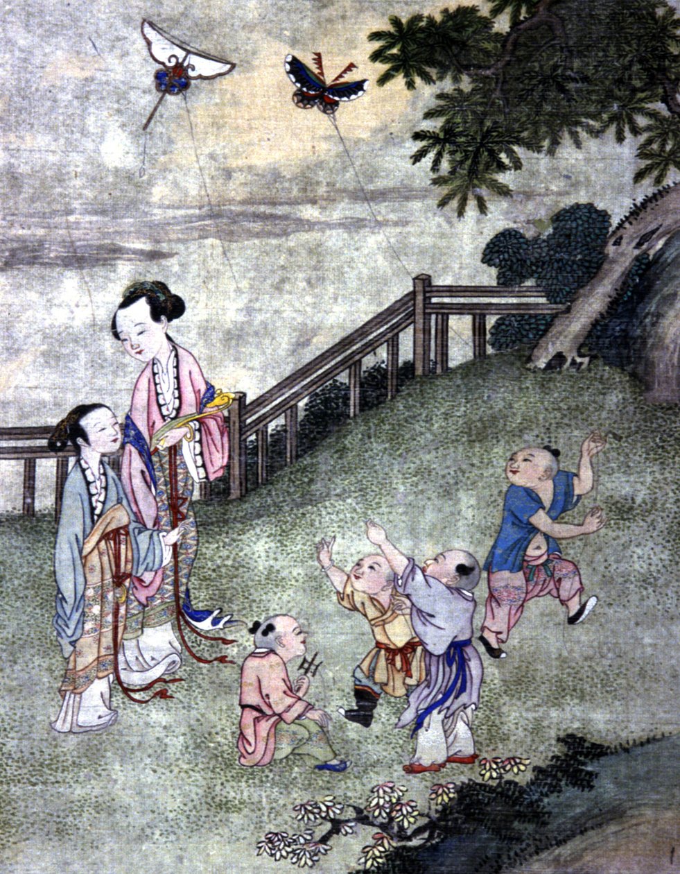 孩子们在玩风筝，十九世纪中叶（印刷品） 作者 中文学校