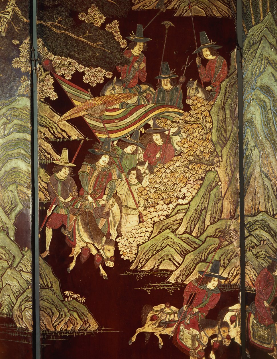 科罗曼德屏幕，约1700年 作者 中文学校