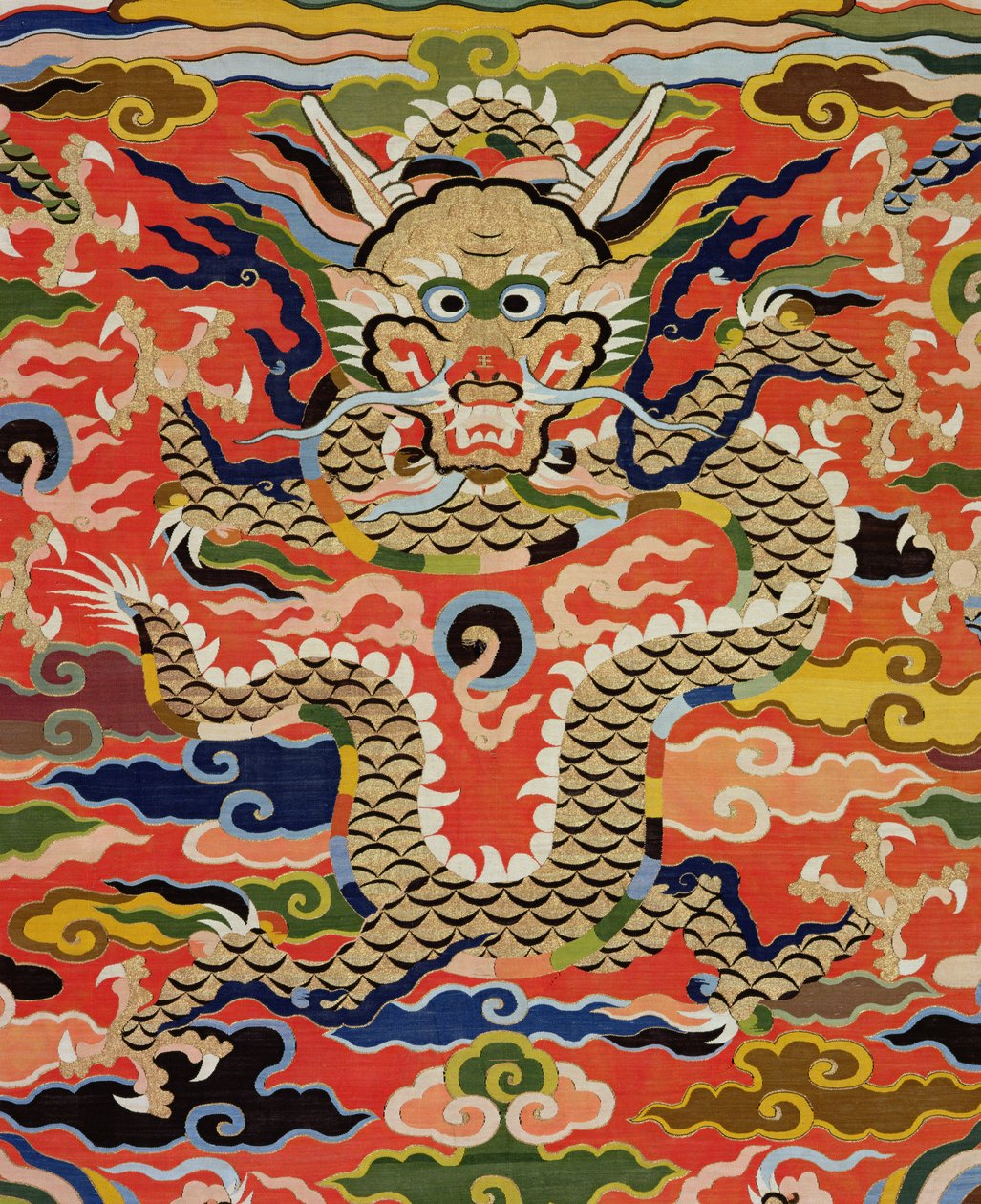 织物描绘五龙Kossu，万历时期，1573-1619（丝绸）的细节（见206710） 作者 中文学校
