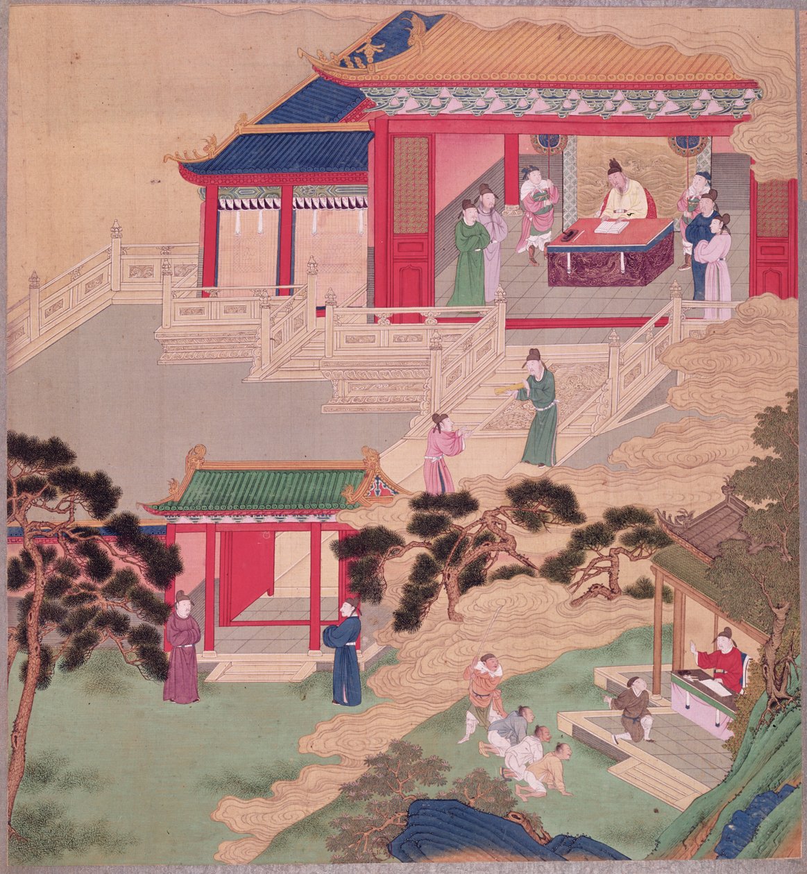 皇帝大宗（r.762-779）阅读医学书籍，来自中国皇帝的历史（丝绸上的颜色） 作者 中文学校