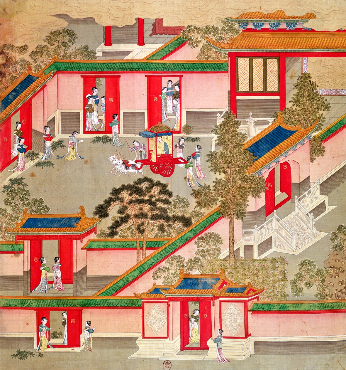 从中国皇帝的历史（丝绸上的颜色）离开他的宫殿的吴帝（公元前156-87，公元前141-87） 作者 中文学校